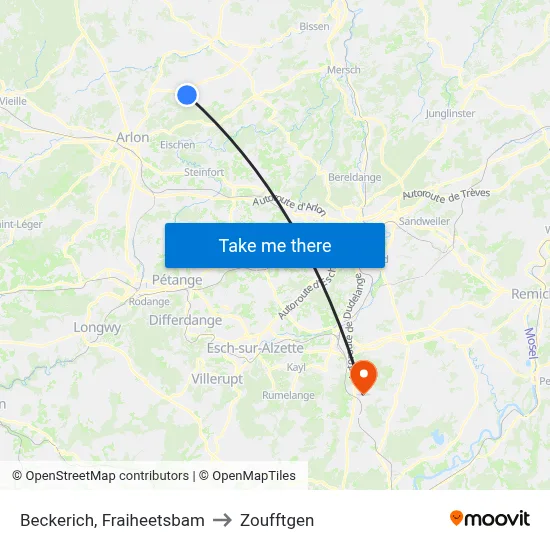 Beckerich, Fraiheetsbam to Zoufftgen map