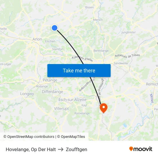 Hovelange, Op Der Halt to Zoufftgen map