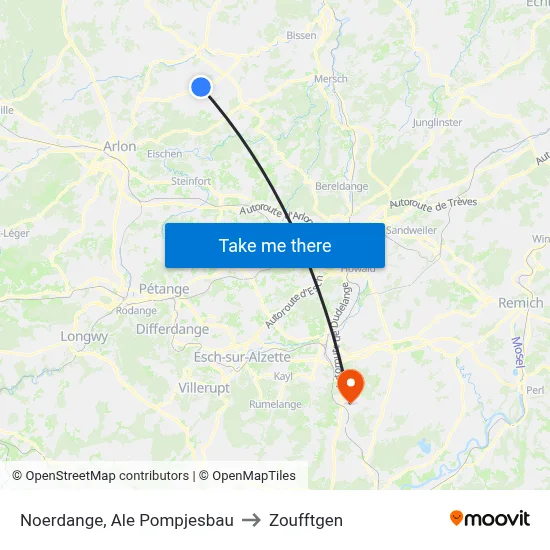 Noerdange, Ale Pompjesbau to Zoufftgen map
