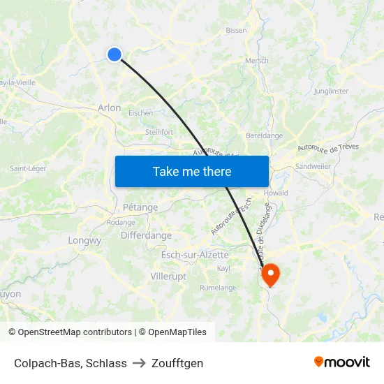 Colpach-Bas, Schlass to Zoufftgen map