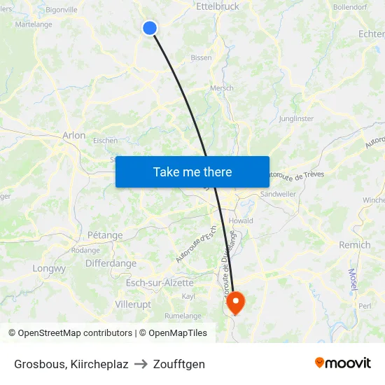 Grosbous, Kiircheplaz to Zoufftgen map