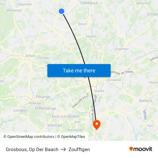 Grosbous, Op Der Baach to Zoufftgen map