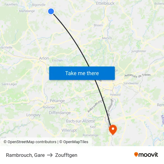 Rambrouch, Gare to Zoufftgen map