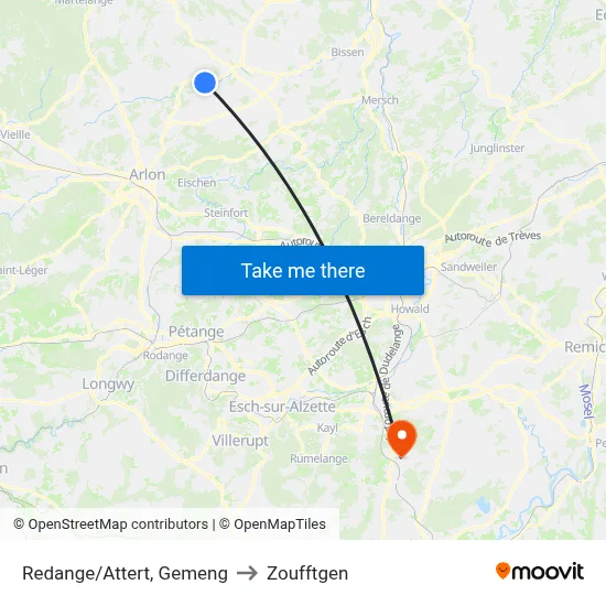 Redange/Attert, Gemeng to Zoufftgen map