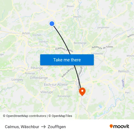 Calmus, Wäschbur to Zoufftgen map