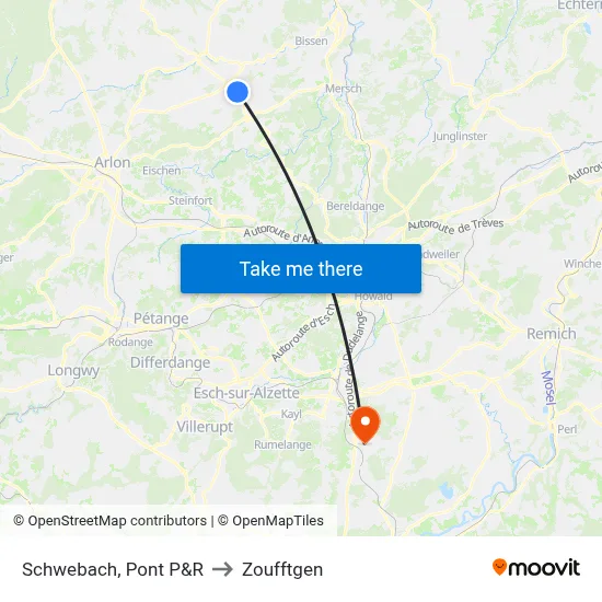 Schwebach, Pont P&R to Zoufftgen map