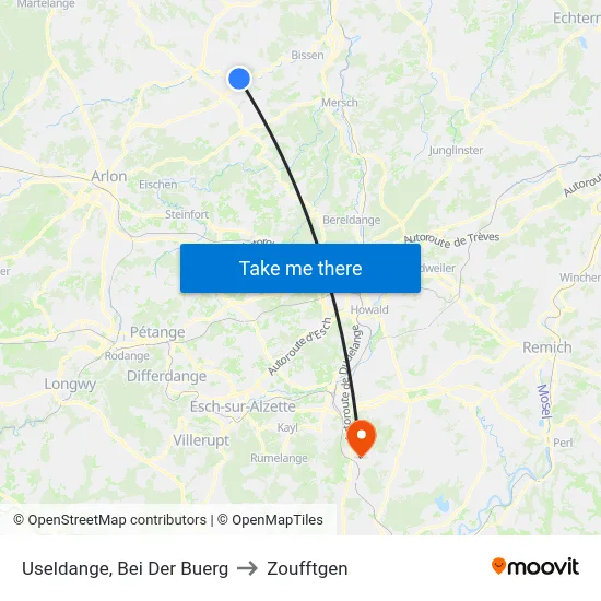 Useldange, Bei Der Buerg to Zoufftgen map