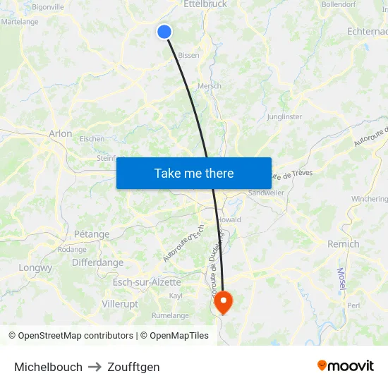 Michelbouch to Zoufftgen map