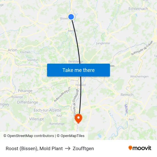 Roost (Bissen), Mold Plant to Zoufftgen map