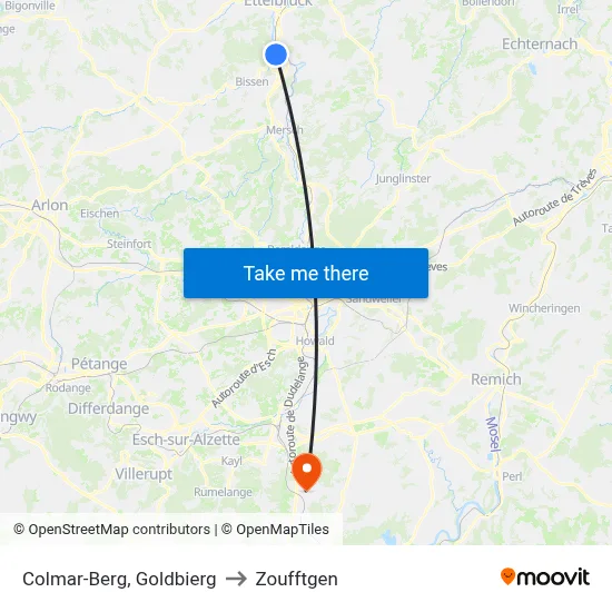 Colmar-Berg, Goldbierg to Zoufftgen map