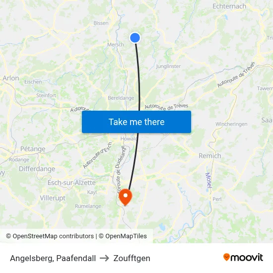 Angelsberg, Paafendall to Zoufftgen map