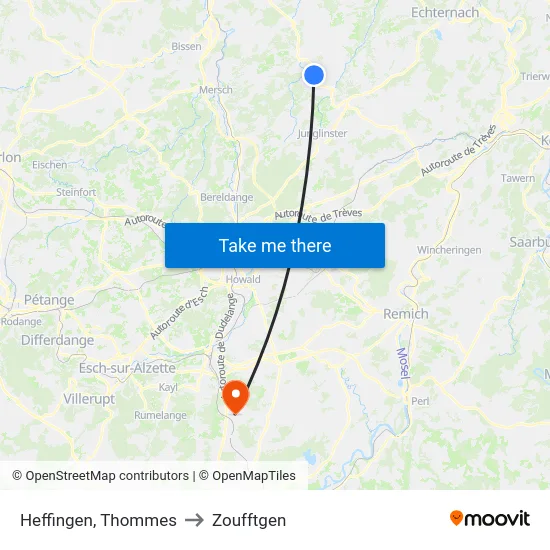 Heffingen, Thommes to Zoufftgen map