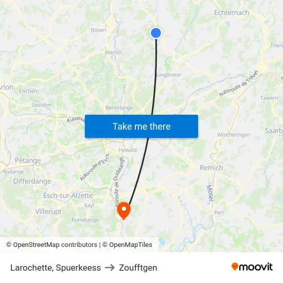 Larochette, Spuerkeess to Zoufftgen map