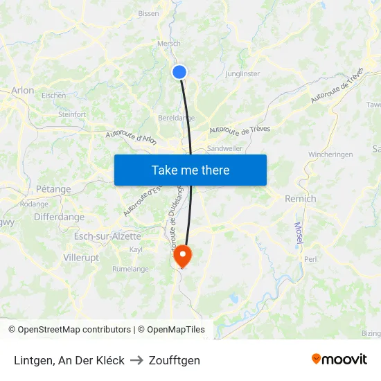 Lintgen, An Der Kléck to Zoufftgen map