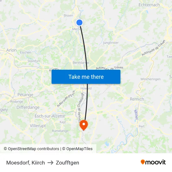 Moesdorf, Kiirch to Zoufftgen map