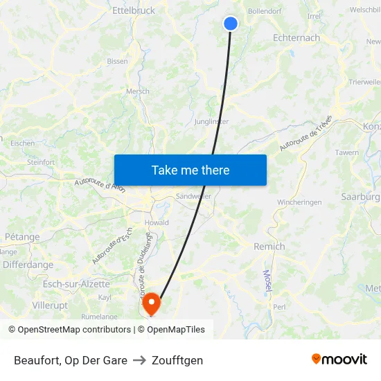 Beaufort, Op Der Gare to Zoufftgen map
