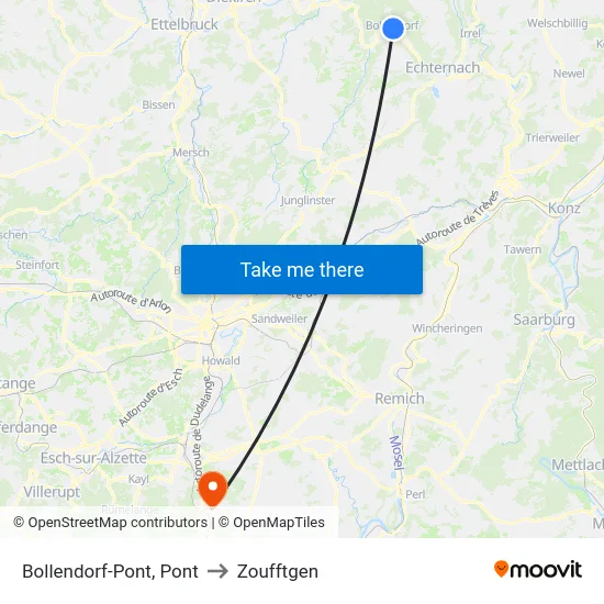 Bollendorf-Pont, Pont to Zoufftgen map