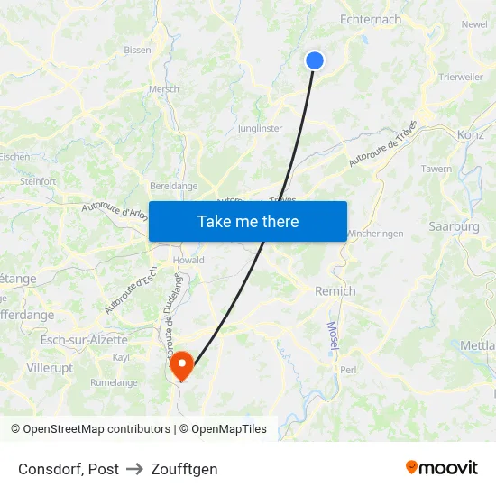 Consdorf, Post to Zoufftgen map