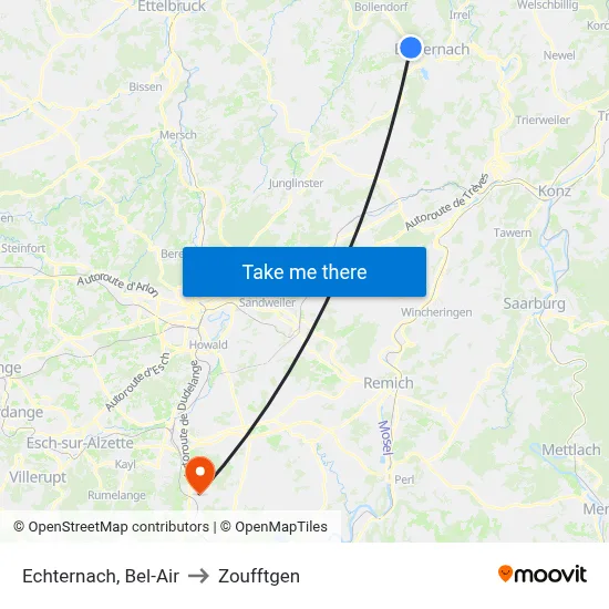 Echternach, Bel-Air to Zoufftgen map