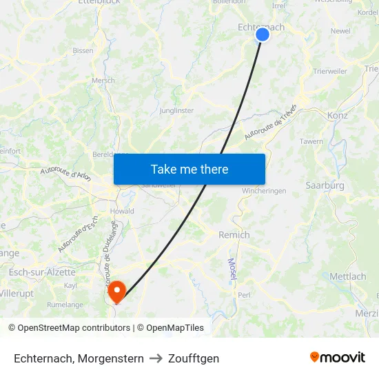 Echternach, Morgenstern to Zoufftgen map