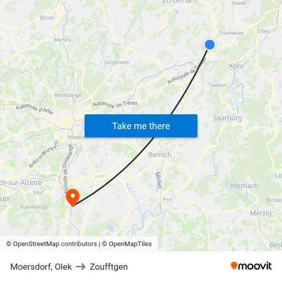 Moersdorf, Olek to Zoufftgen map