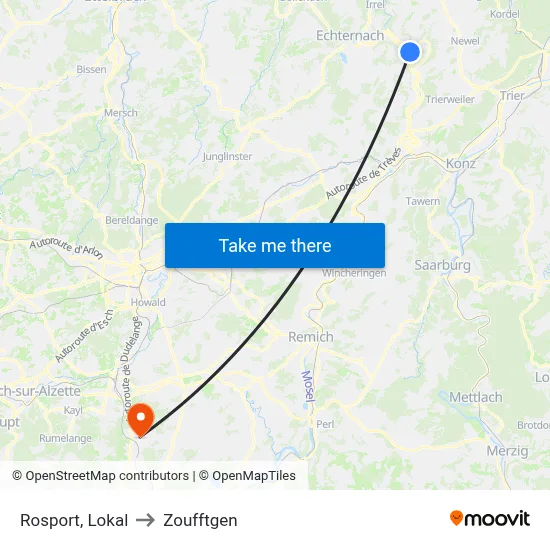 Rosport, Lokal to Zoufftgen map