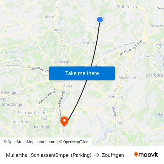 Mullerthal, Schiessentümpel (Parking) to Zoufftgen map