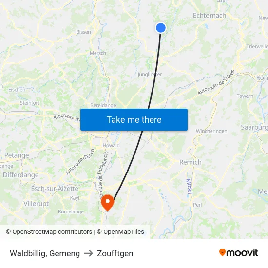 Waldbillig, Gemeng to Zoufftgen map