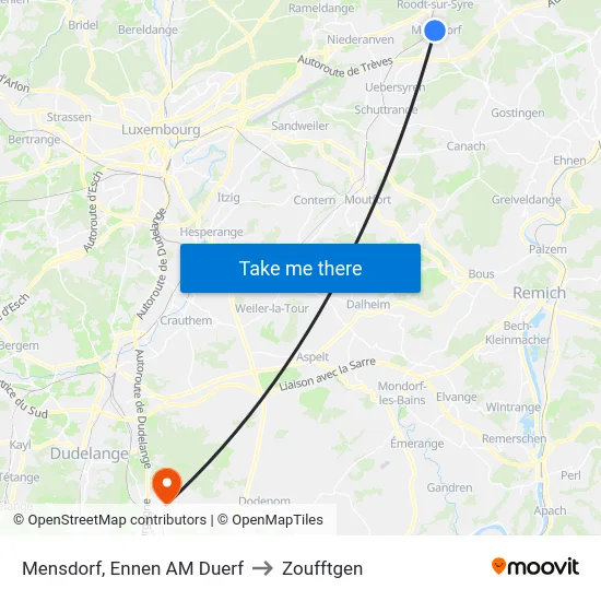Mensdorf, Ennen AM Duerf to Zoufftgen map