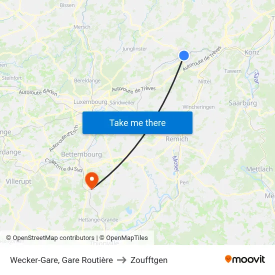 Wecker-Gare, Gare Routière to Zoufftgen map