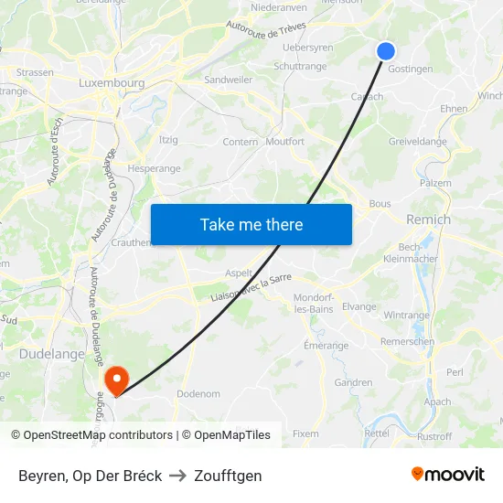 Beyren, Op Der Bréck to Zoufftgen map