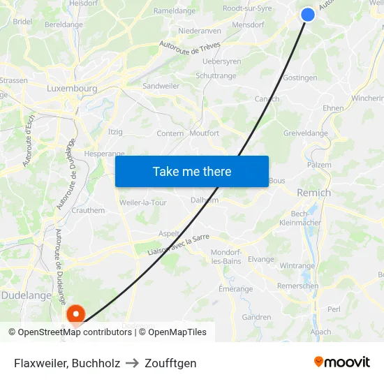 Flaxweiler, Buchholz to Zoufftgen map
