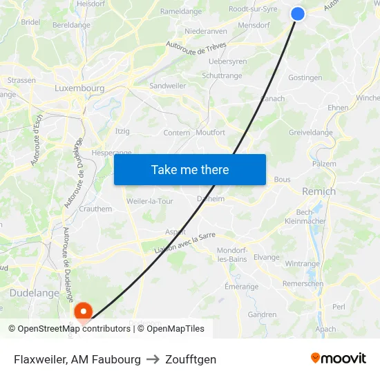 Flaxweiler, AM Faubourg to Zoufftgen map