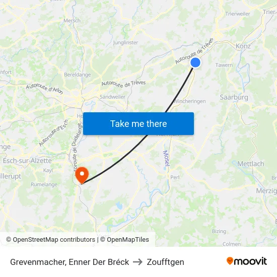 Grevenmacher, Enner Der Bréck to Zoufftgen map