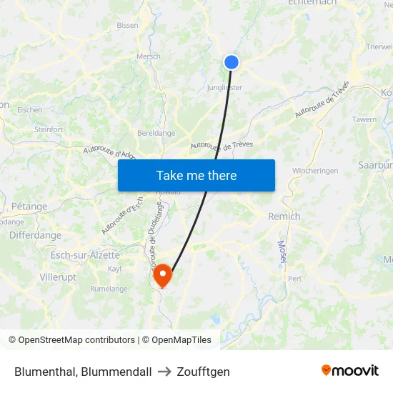 Blumenthal, Blummendall to Zoufftgen map