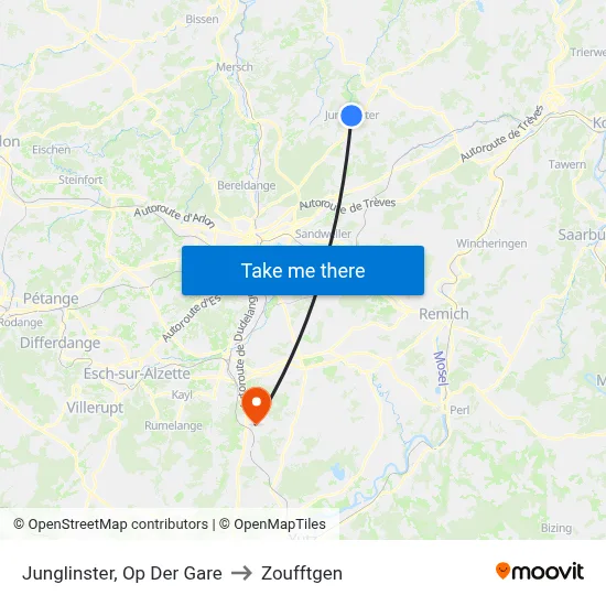 Junglinster, Op Der Gare to Zoufftgen map