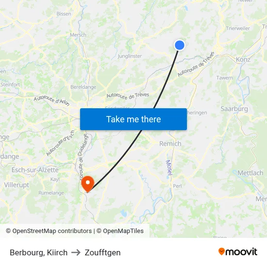 Berbourg, Kiirch to Zoufftgen map