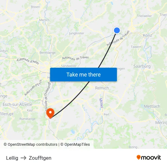 Lellig to Zoufftgen map
