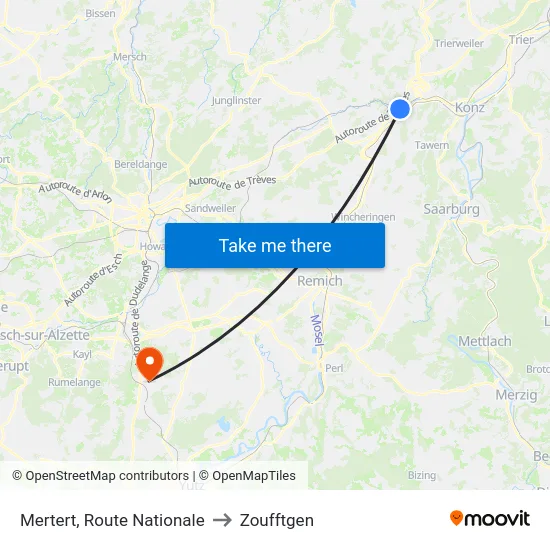 Mertert, Route Nationale to Zoufftgen map