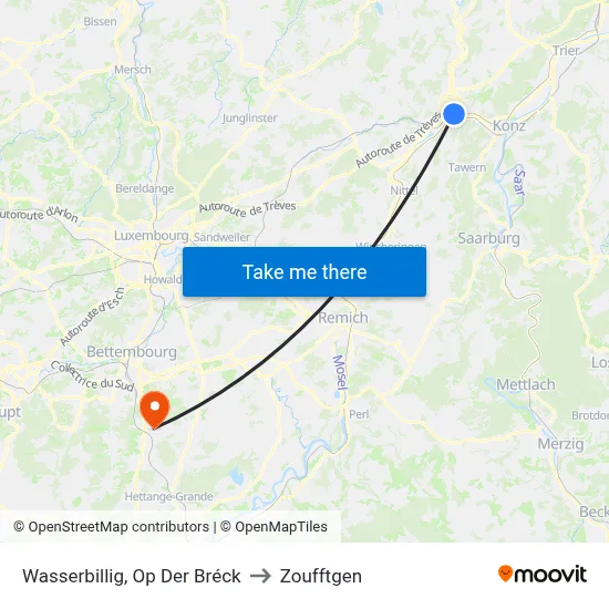 Wasserbillig, Op Der Bréck to Zoufftgen map