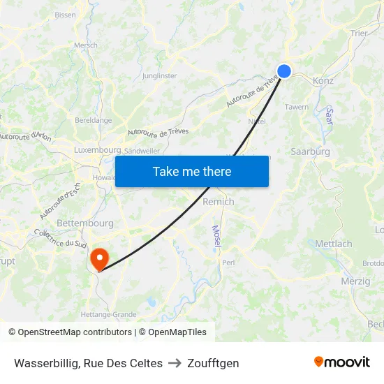 Wasserbillig, Rue Des Celtes to Zoufftgen map