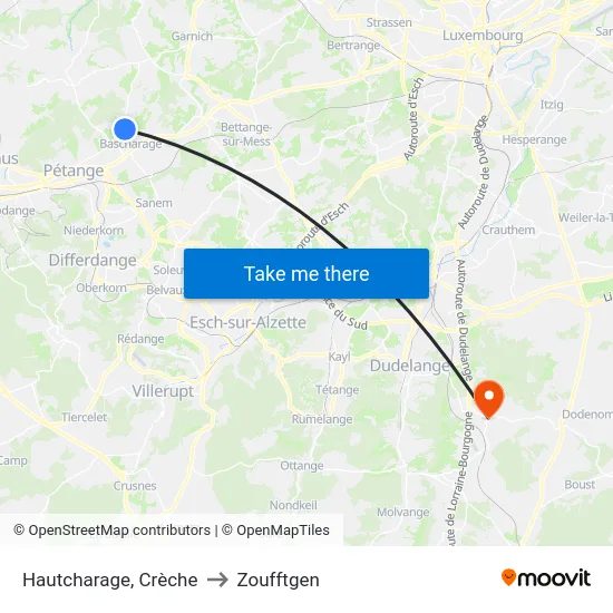 Hautcharage, Crèche to Zoufftgen map