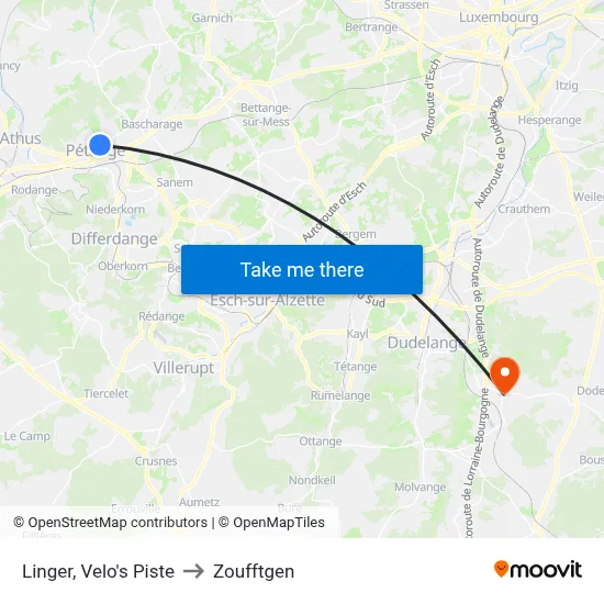 Linger, Velo's Piste to Zoufftgen map