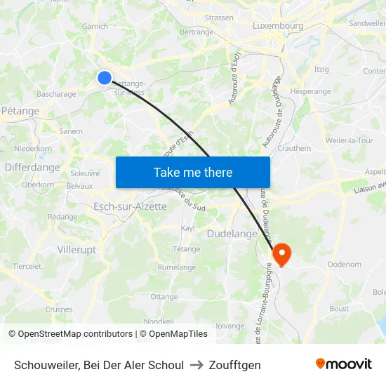 Schouweiler, Bei Der Aler Schoul to Zoufftgen map