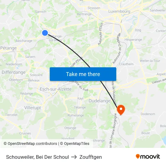 Schouweiler, Bei Der Schoul to Zoufftgen map