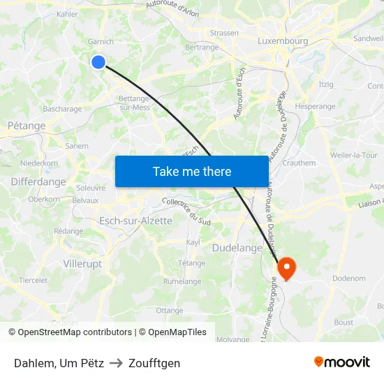 Dahlem, Um Pëtz to Zoufftgen map