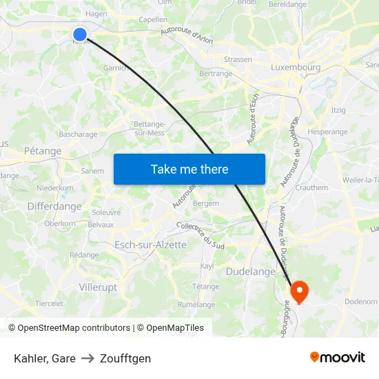 Kahler, Gare to Zoufftgen map
