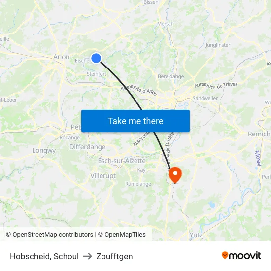 Hobscheid, Schoul to Zoufftgen map