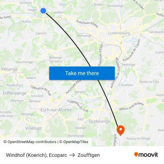 Windhof (Koerich), Ecoparc to Zoufftgen map