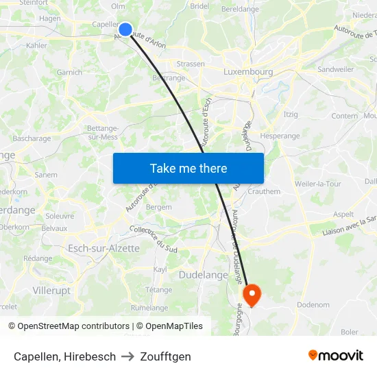 Capellen, Hirebesch to Zoufftgen map